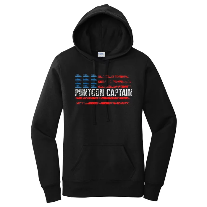 Boating Pontoon Captain 4th Of July Pontoon Boat Women's Pullover Hoodie