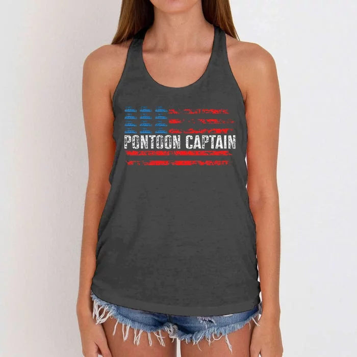 Boating Pontoon Captain 4th Of July Pontoon Boat Women's Knotted Racerback Tank