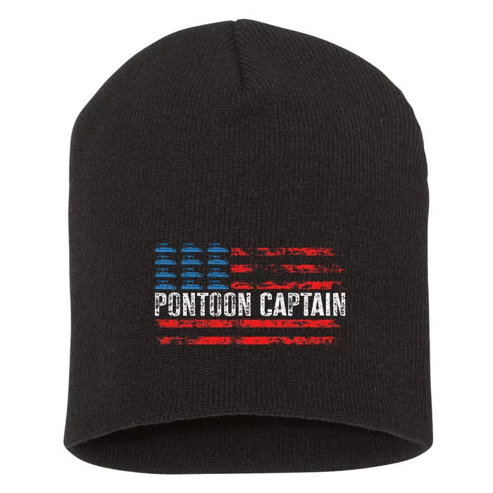 Boating Pontoon Captain 4th Of July Pontoon Boat Short Acrylic Beanie