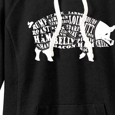 Bbq Pig Cuts Barbecue And Grilling Women's Fleece Hoodie