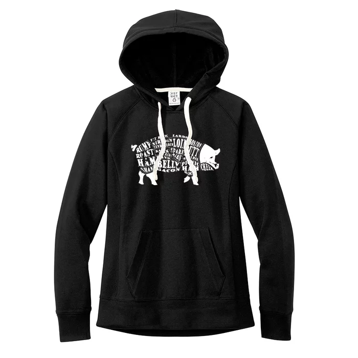 Bbq Pig Cuts Barbecue And Grilling Women's Fleece Hoodie