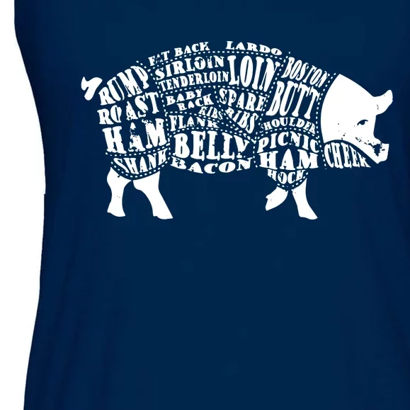 Bbq Pig Cuts Barbecue And Grilling Ladies Essential Flowy Tank