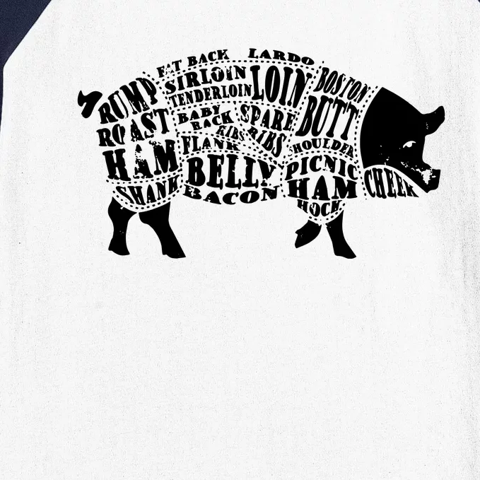 Bbq Pig Cuts Barbecue And Grilling Baseball Sleeve Shirt