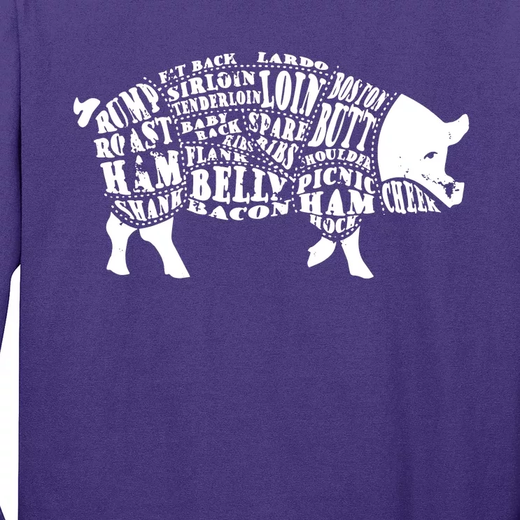 Bbq Pig Cuts Barbecue And Grilling Long Sleeve Shirt