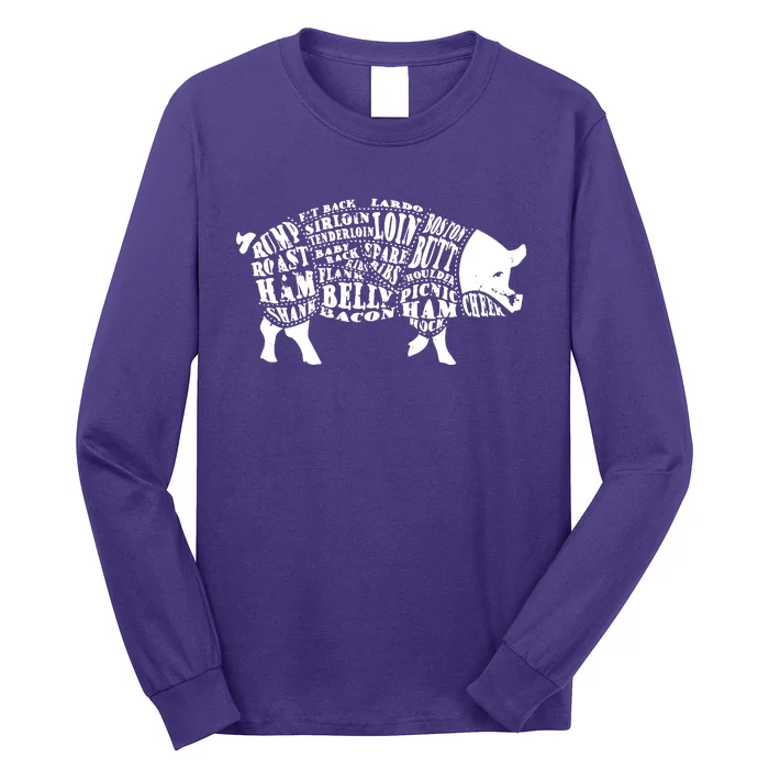 Bbq Pig Cuts Barbecue And Grilling Long Sleeve Shirt