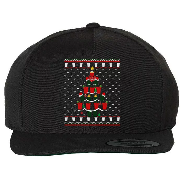 Beer Pong Christmas Tree Ugly Xmas Sweater Cute Gift Wool Snapback Cap