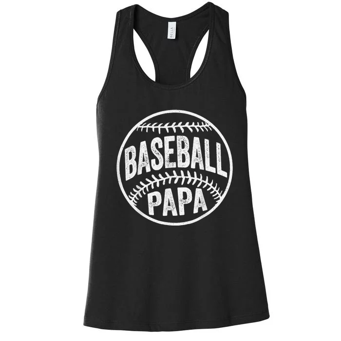 Baseball Papa Coach Father's Day Women's Racerback Tank