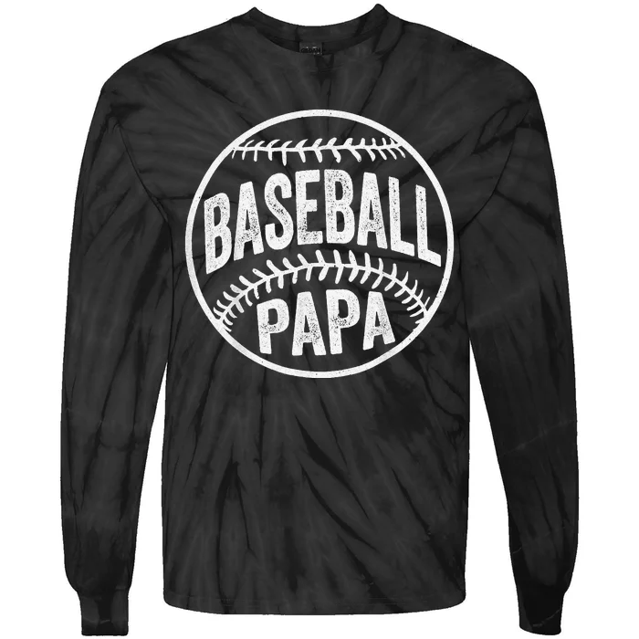 Baseball Papa Coach Father's Day Tie-Dye Long Sleeve Shirt