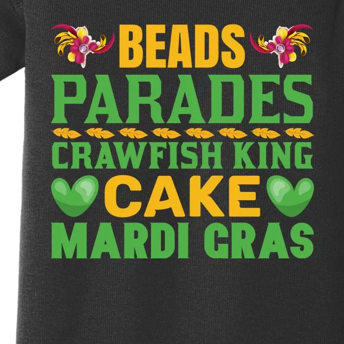 Beads Parades Crawfish King Cake Mardi Gras Baby Bodysuit