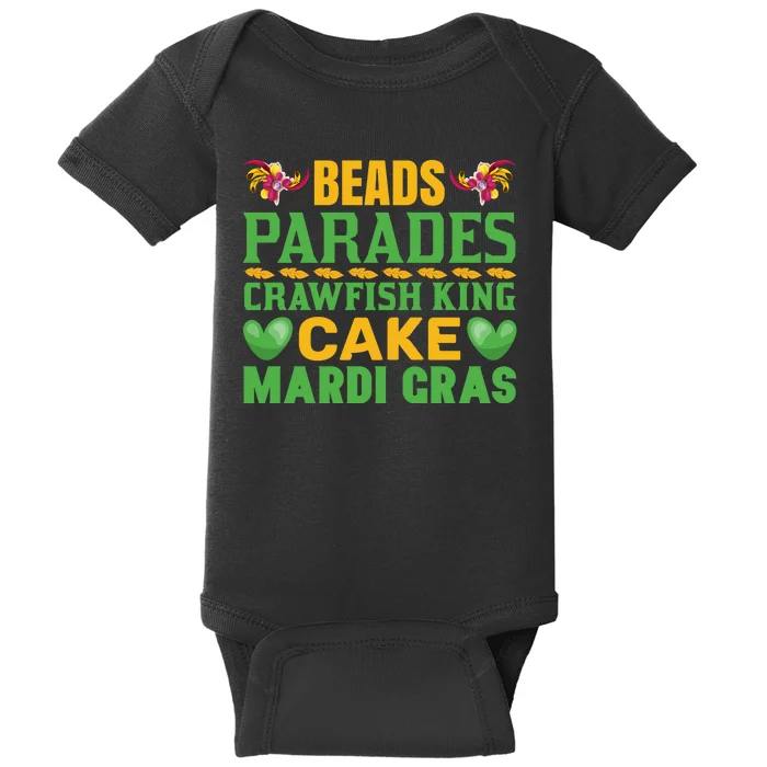 Beads Parades Crawfish King Cake Mardi Gras Baby Bodysuit