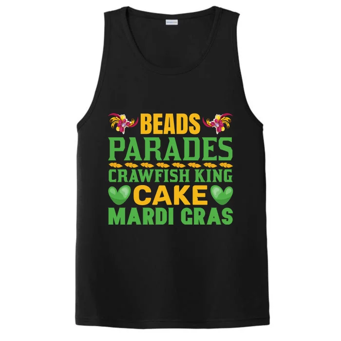 Beads Parades Crawfish King Cake Mardi Gras Performance Tank