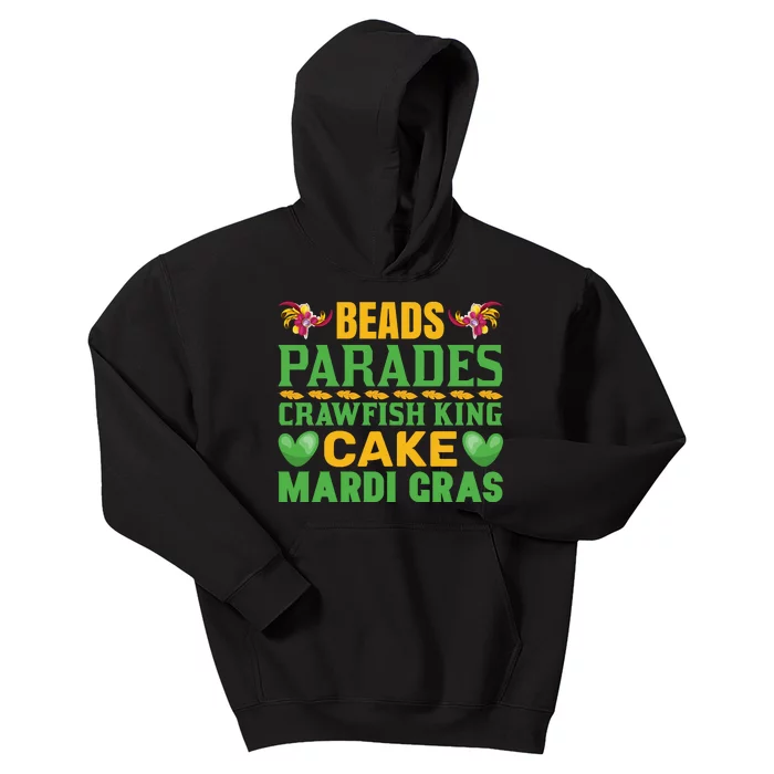 Beads Parades Crawfish King Cake Mardi Gras Kids Hoodie