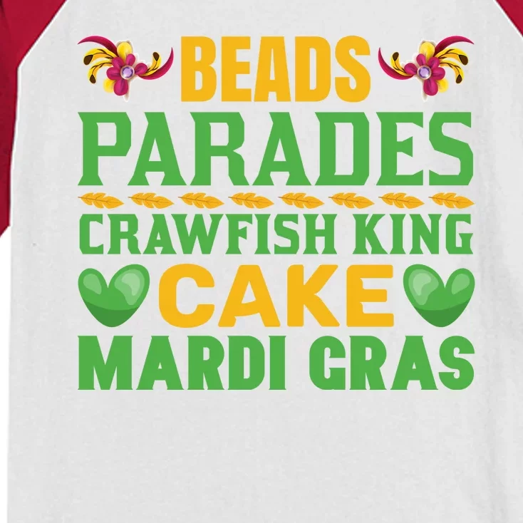 Beads Parades Crawfish King Cake Mardi Gras Kids Colorblock Raglan Jersey