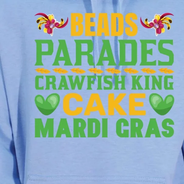 Beads Parades Crawfish King Cake Mardi Gras Unisex Surf Hoodie