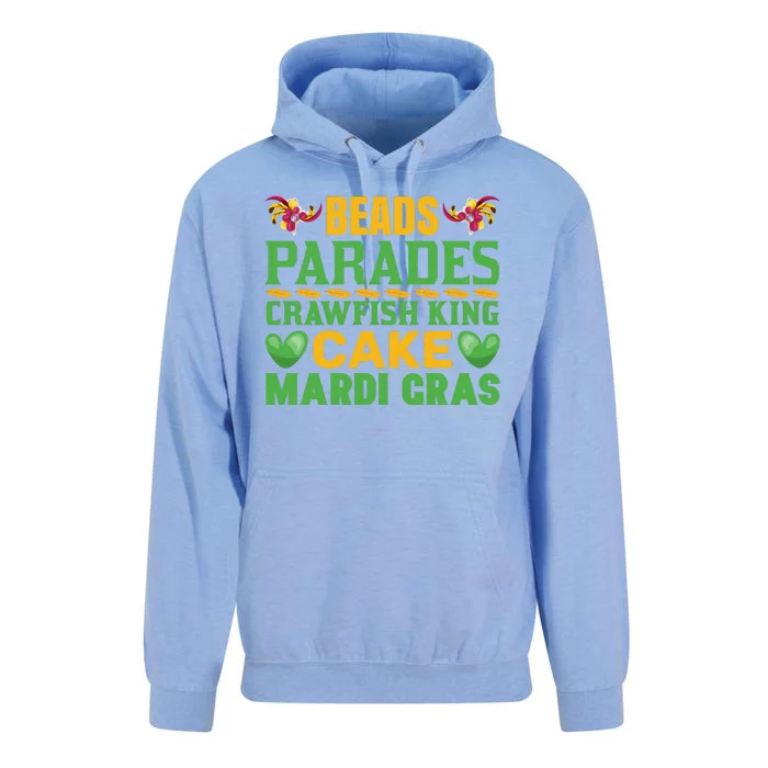 Beads Parades Crawfish King Cake Mardi Gras Unisex Surf Hoodie