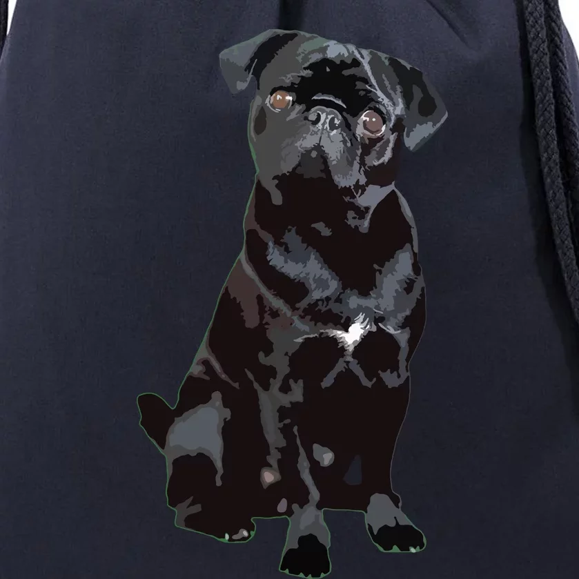 Black Pug Dog For Dog Mom Dad Funny Cute Black Pug Drawstring Bag