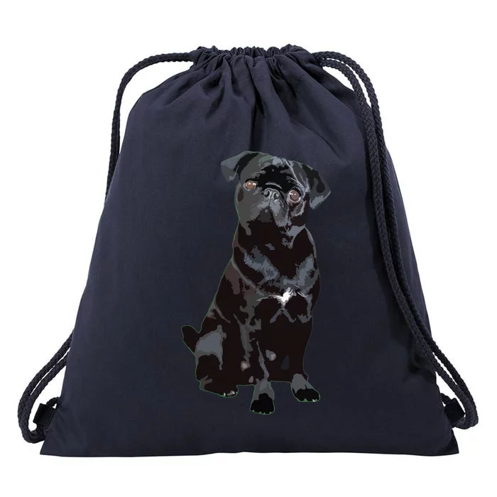 Black Pug Dog For Dog Mom Dad Funny Cute Black Pug Drawstring Bag