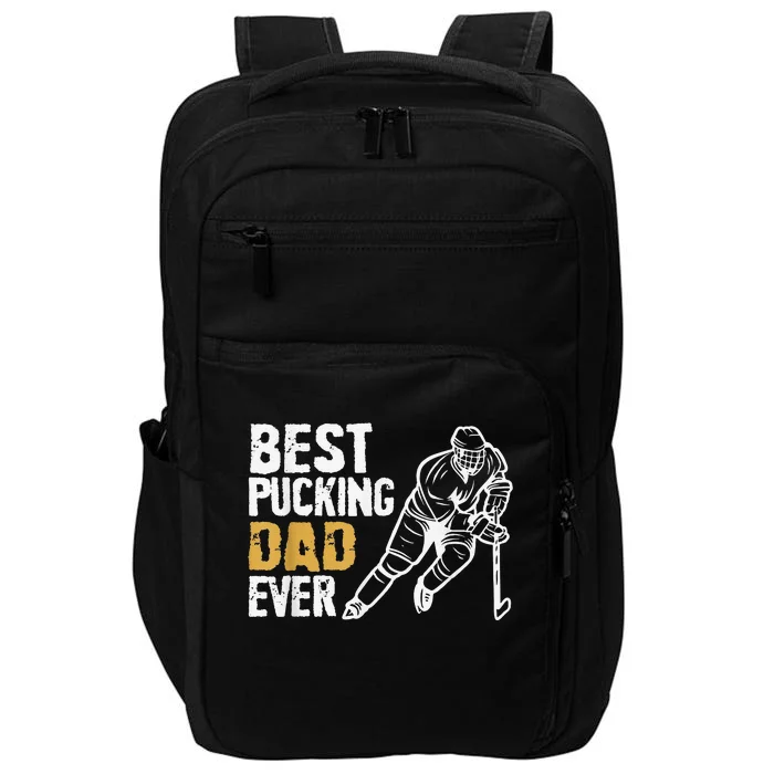 Best Pucking Dad Ever Retro Ice Hockey Coach Impact Tech Backpack