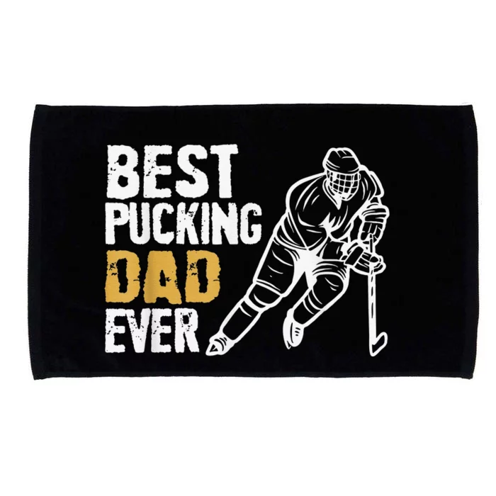 Best Pucking Dad Ever Retro Ice Hockey Coach Microfiber Hand Towel