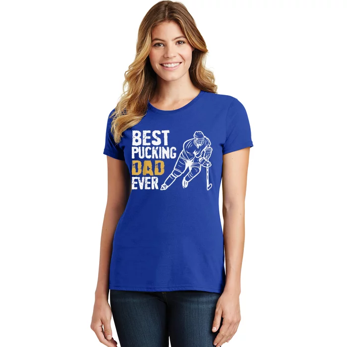 Best Pucking Dad Ever Retro Ice Hockey Coach Women's T-Shirt