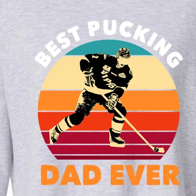 Best Pucking Dad Ever Cool Usa Ice Hockey Sports Player Gift Cropped Pullover Crew