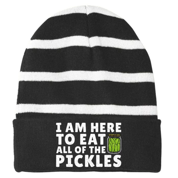 Best Pickle Design Cucumber Pickle Lover Striped Beanie with Solid Band