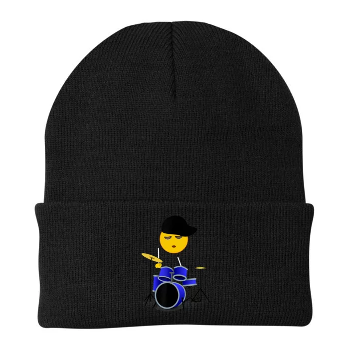 Boy Playing Drums Drummer Funny Emoticon Knit Cap Winter Beanie