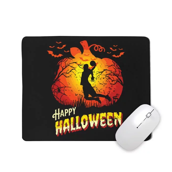 Basketball Player Dunk Silhouette Halloween Basketball Fan Mousepad