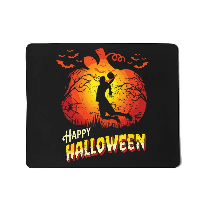 Basketball Player Dunk Silhouette Halloween Basketball Fan Mousepad