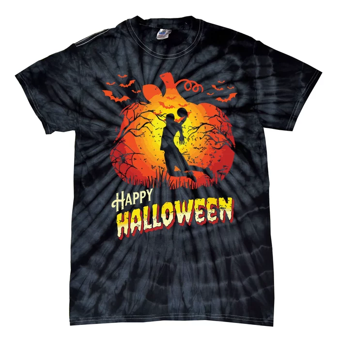 Basketball Player Dunk Silhouette Halloween Basketball Fan Tie-Dye T-Shirt