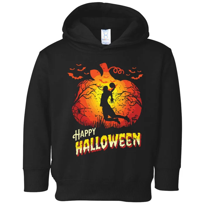 Basketball Player Dunk Silhouette Halloween Basketball Fan Toddler Hoodie