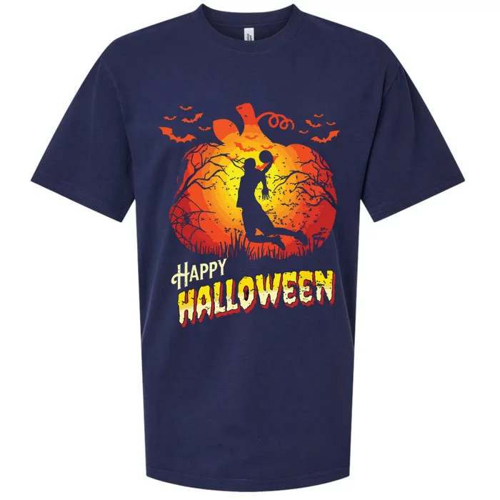 Basketball Player Dunk Silhouette Halloween Basketball Fan Sueded Cloud Jersey T-Shirt