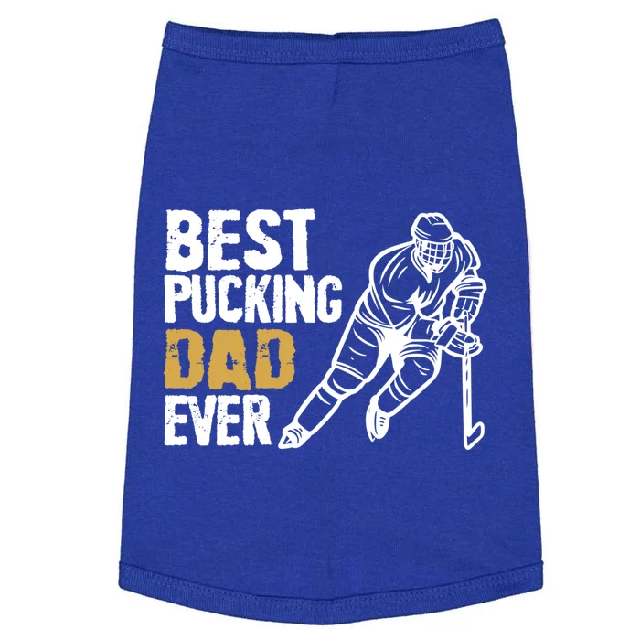 Best Pucking Dad Ever Retro Ice Hockey Coach On Father's Day Gift Doggie Tank