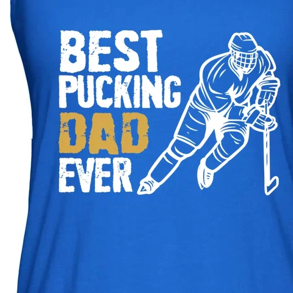 Best Pucking Dad Ever Retro Ice Hockey Coach On Father's Day Gift Ladies Essential Flowy Tank