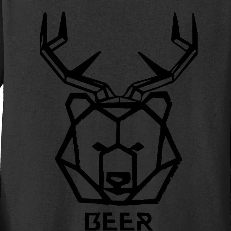 Bear plus Deer Equals Beer Hunting Animal Beer Drinking Kids Long Sleeve Shirt