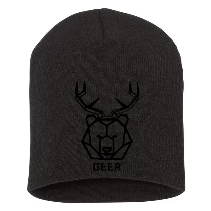 Bear plus Deer Equals Beer Hunting Animal Beer Drinking Short Acrylic Beanie