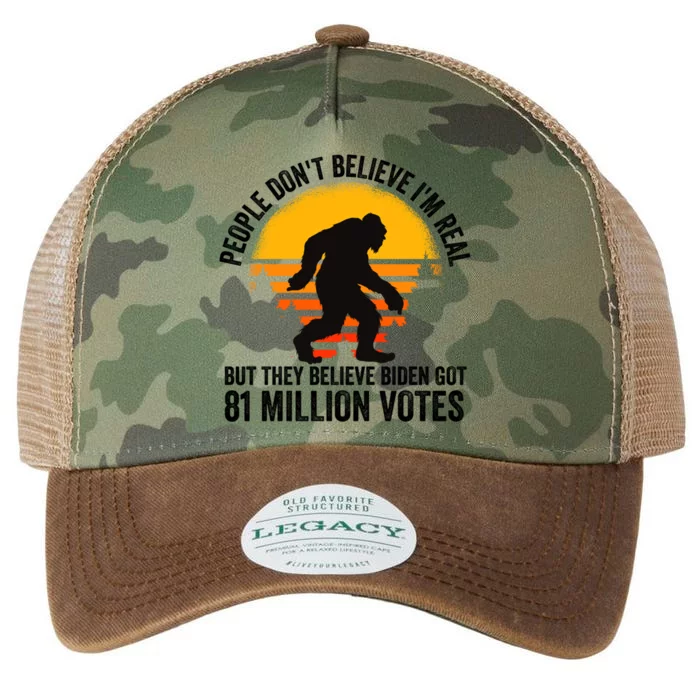 Bigfoot People DonT Believe IM Real But They Believe Biden Cool Gift Legacy Tie Dye Trucker Hat