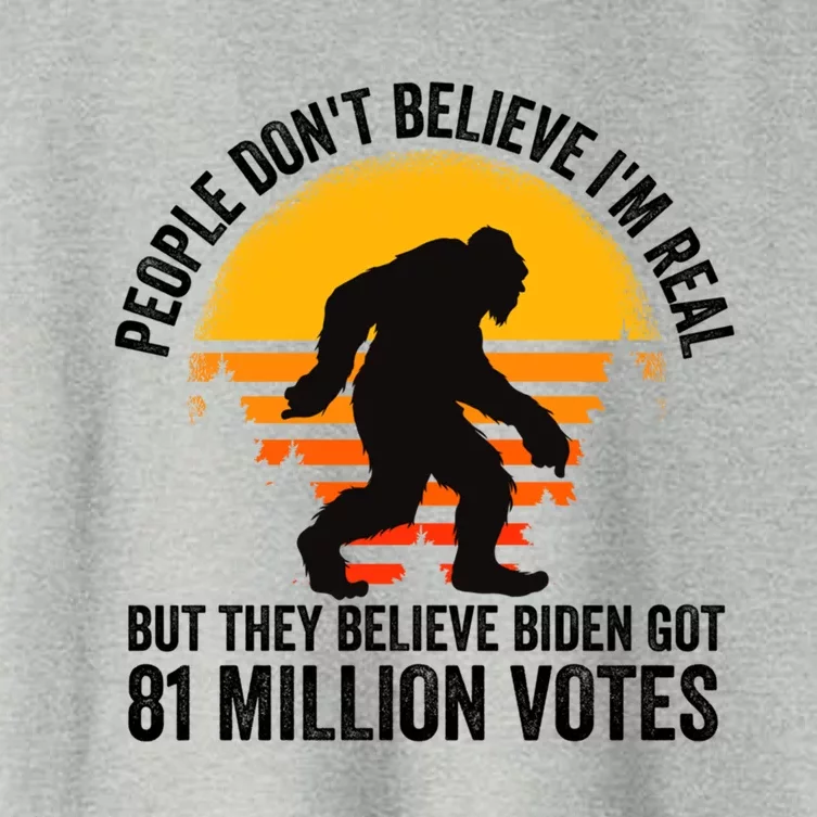 Bigfoot People DonT Believe IM Real But They Believe Biden Cool Gift Women's Crop Top Tee