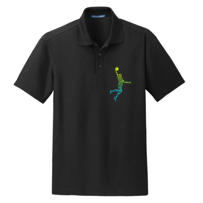 Basketball Players Dunking Dry Zone Grid Performance Polo