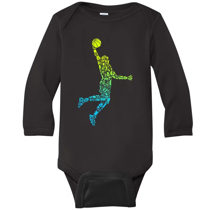 Basketball Players Dunking Baby Long Sleeve Bodysuit