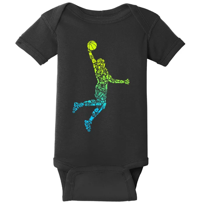 Basketball Players Dunking Baby Bodysuit