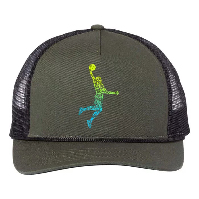 Basketball Players Dunking Retro Rope Trucker Hat Cap