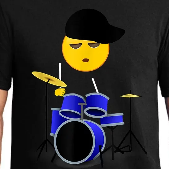 Boy Playing Drums Drummer Funny Emoticon Pajama Set