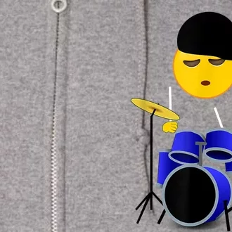 Boy Playing Drums Drummer Funny Emoticon Full Zip Hoodie