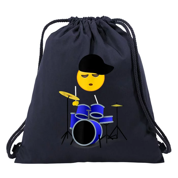 Boy Playing Drums Drummer Funny Emoticon Drawstring Bag