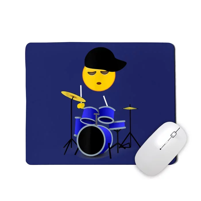 Boy Playing Drums Drummer Funny Emoticon Mousepad