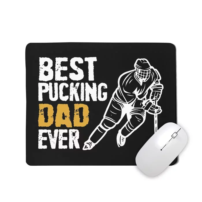 Best Pucking Dad Ever Retro Ice Hockey Coach On Fathers Day Mousepad