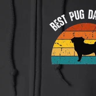 Best Pug Dad Ever Shirt Retro Pug Gift For  Pug Dad Full Zip Hoodie