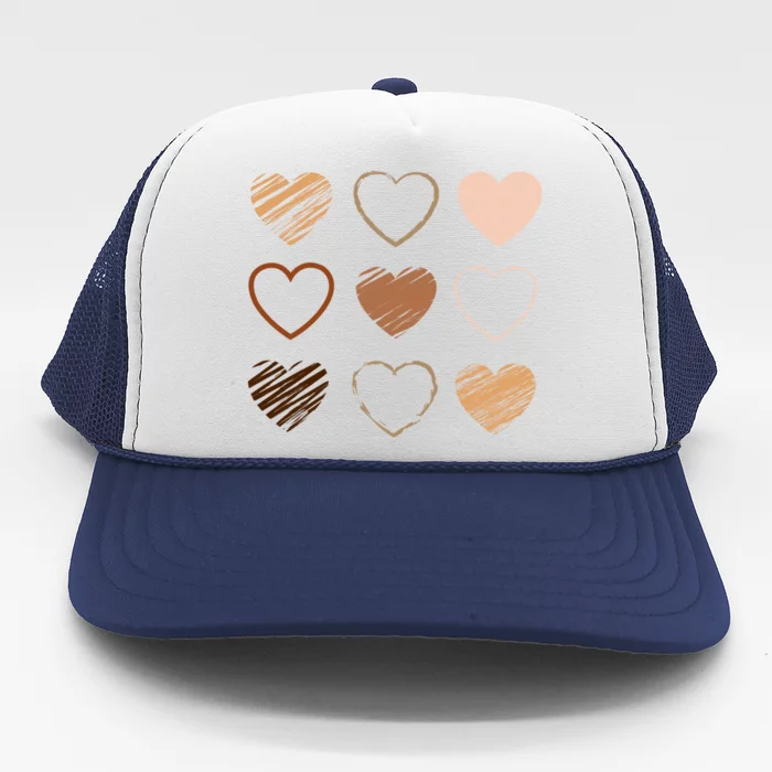 Black Pride Diversity Melanin Kindness Heart Skin Tone Gift Trucker Hat