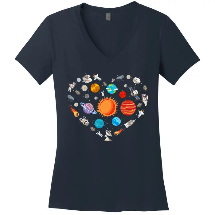 Best Planet Design For Outer Space Astronaut Women's V-Neck T-Shirt